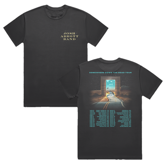 Black t-shirt with Josh Abbott Band logo on front and tour dates on back.