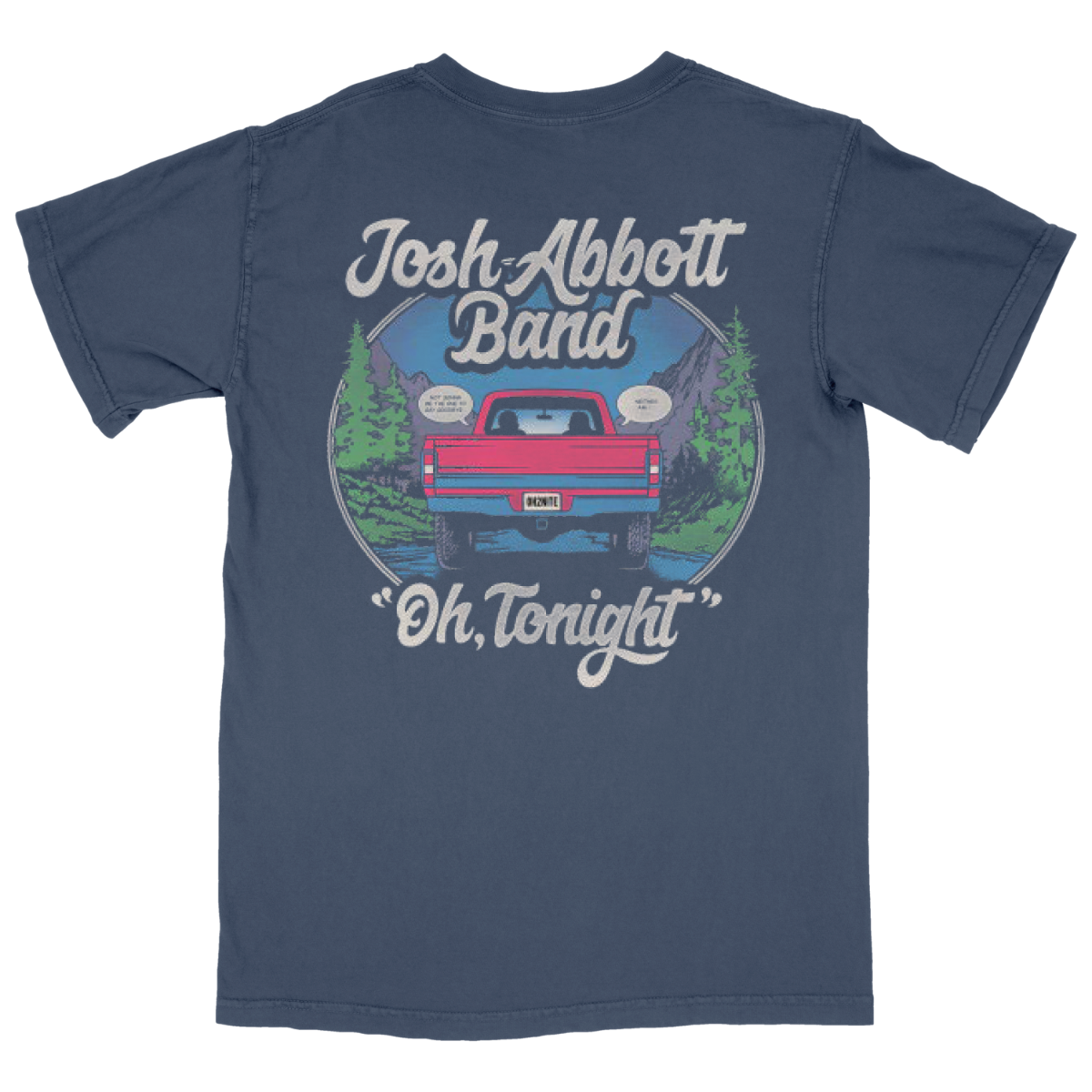 Navy blue t-shirt with 'Josh Abbott Band' graphic and red truck design
