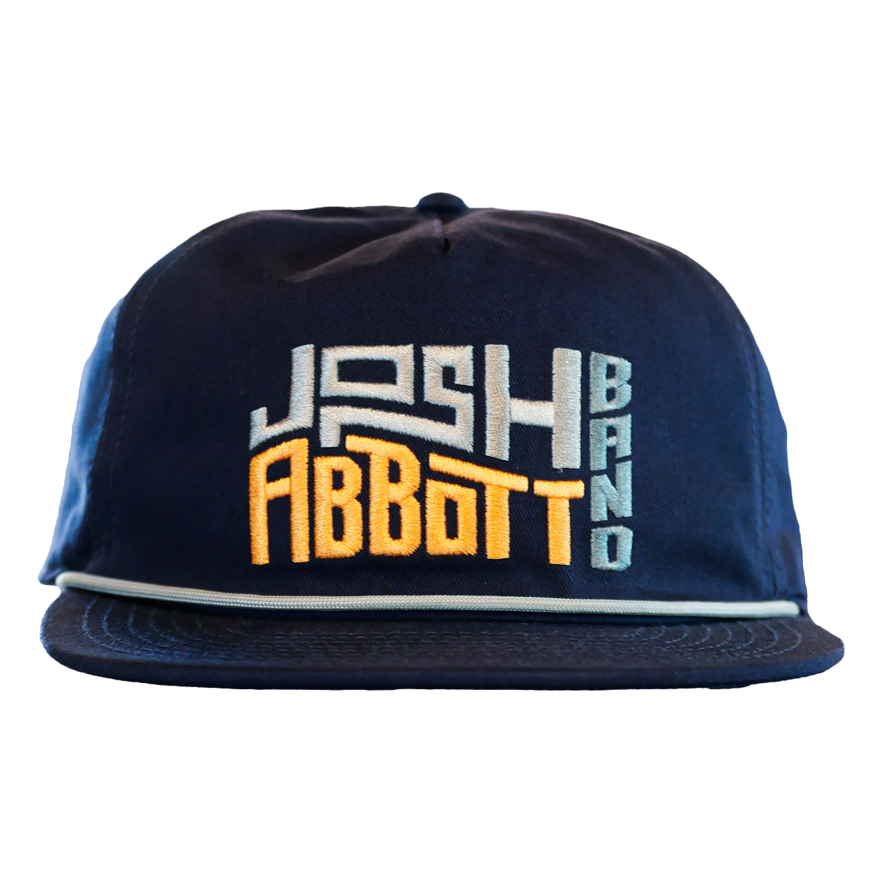 Navy blue baseball cap with ’JOSH ABBOTT BAND’ embroidered in white and yellow lettering.